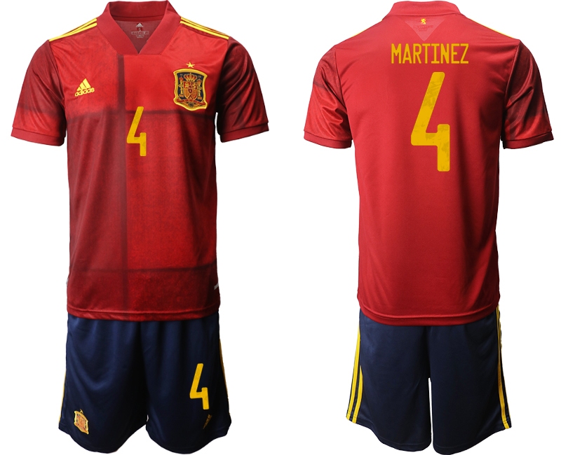 Men 2021 European Cup Spain home red #4 Soccer Jersey->spain jersey->Soccer Country Jersey
